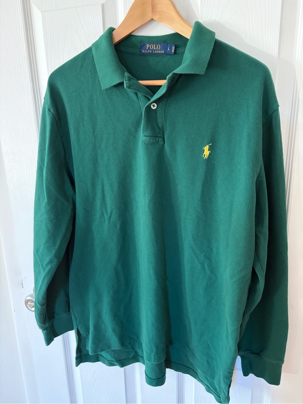 Polo by Ralph Lauren Men's Green Long-Sleeve Polo Preppy Rugby